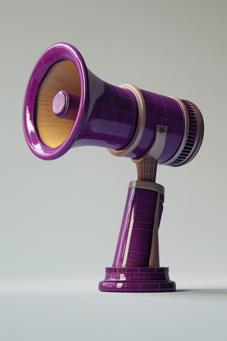 Free Photo view of purple megaphone for women's day celebration