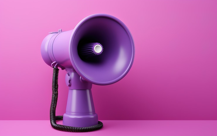 Free Photo view of purple megaphone for women's day celebration