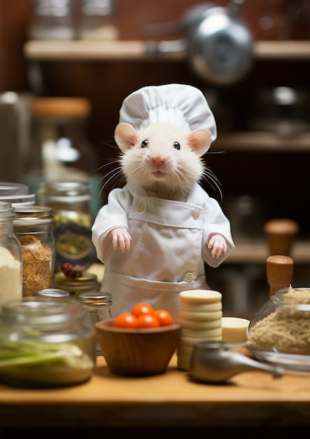 Free photo view of rat cook