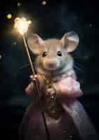 Free photo view of rat princess with staff