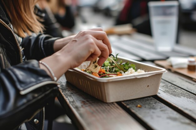 View of ready-to-eat delicious meal for the go