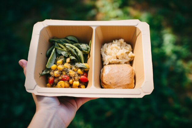 View of ready-to-eat delicious meal for the go