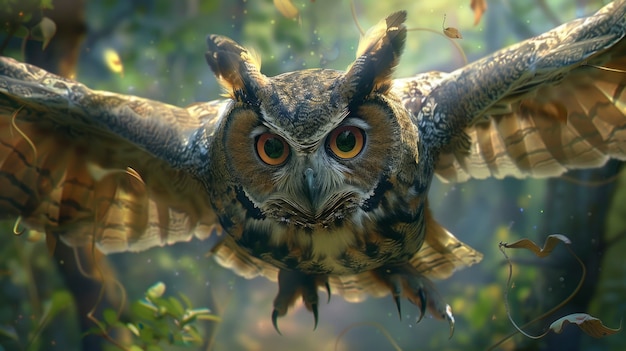 View of realistic owl during the day