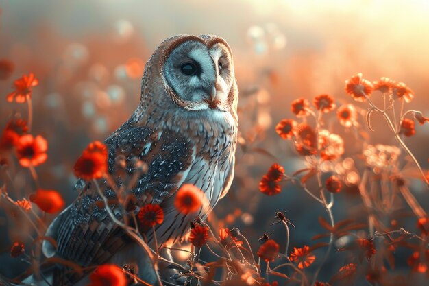 View of realistic owl during the day