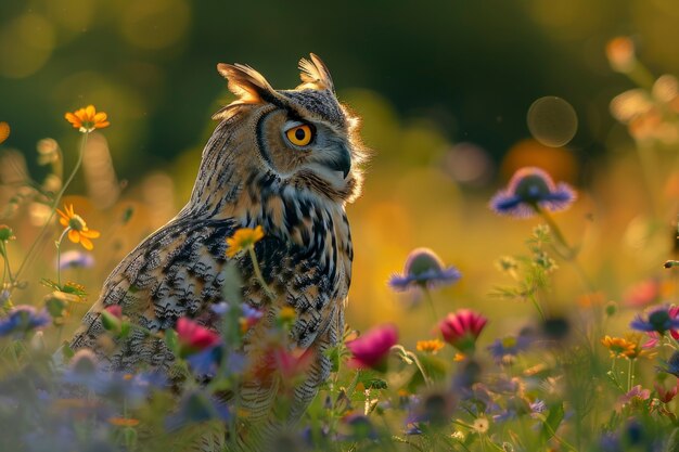 View of realistic owl during the day