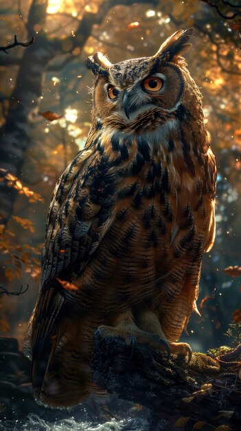 View of realistic owl during the day