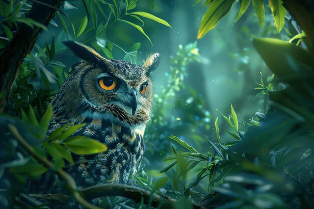 View of realistic owl during the day