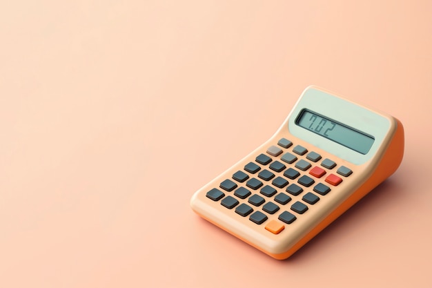 View of retro calculator device in nutshell tones