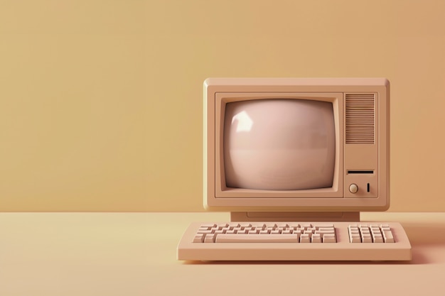 Free photo view of retro computer in nutshell tones