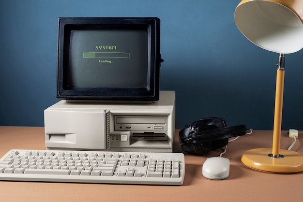 Free photo view of retro computer and technology