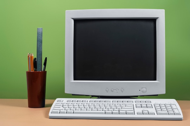 Free photo view of retro computer and technology