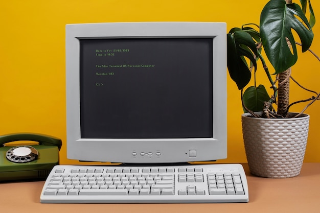 Free photo view of retro computer and technology