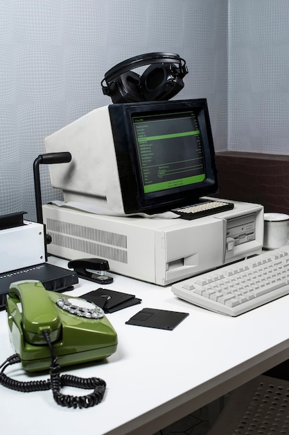 View of retro computer and technology