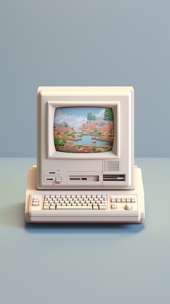 Free photo view of retro looking computer workstation