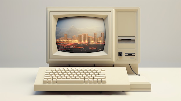 Free photo view of retro looking computer workstation