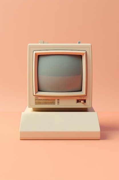 Free photo view of retro looking personal computer