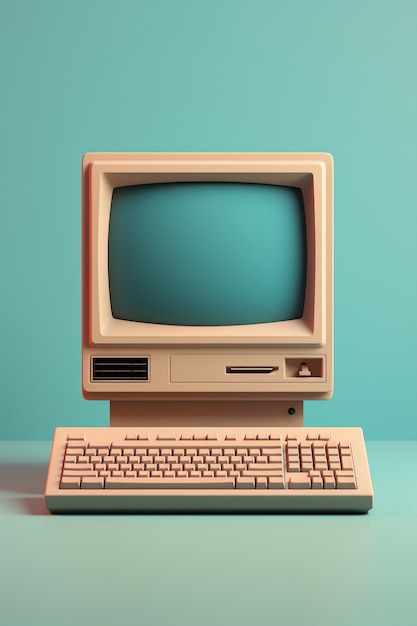 Free photo view of retro looking personal computer