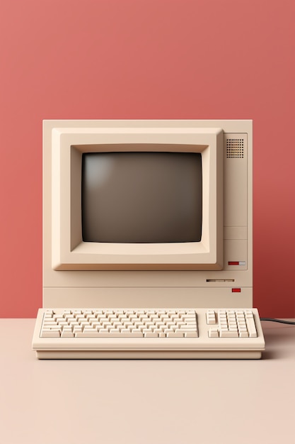 Free photo view of retro looking personal computer