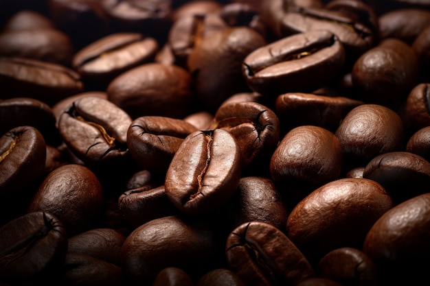 View of roasted coffee beans