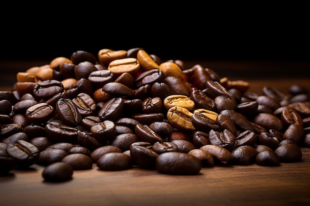 View of roasted coffee beans