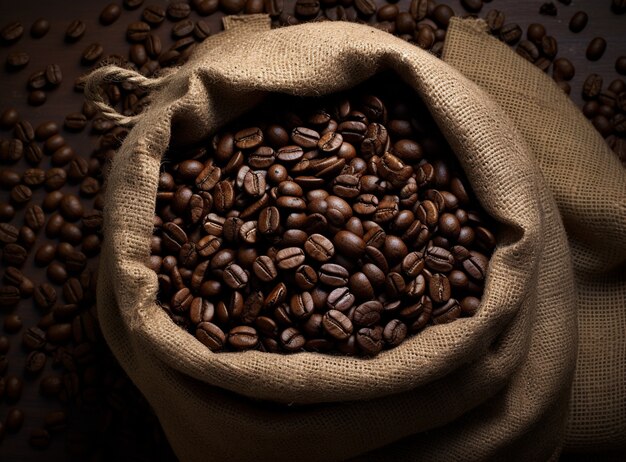 View of roasted coffee beans