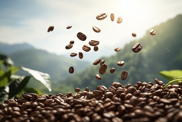 Free photo view of roasted coffee beans