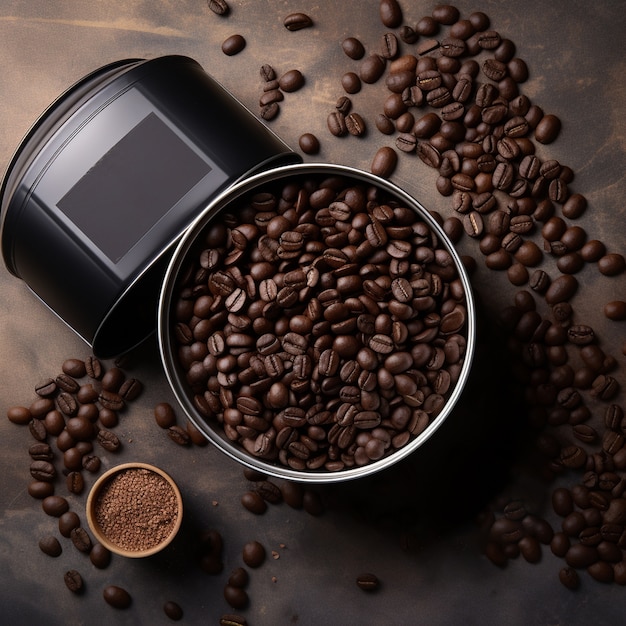 Free photo view of roasted coffee beans