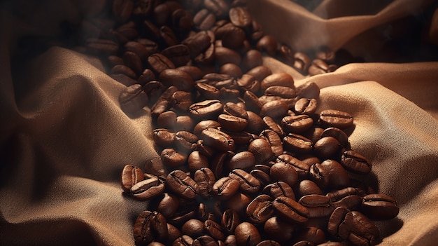 View of roasted coffee beans