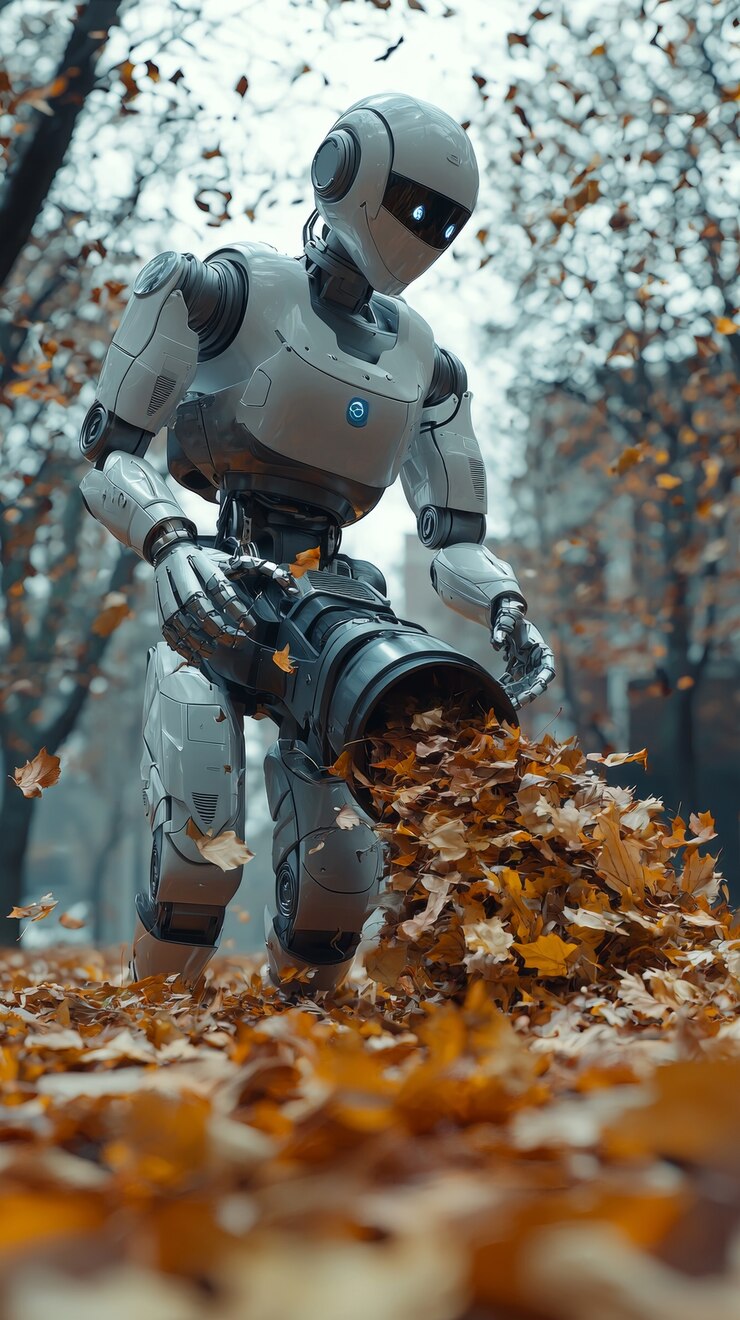 Free Photo view of robot tending and maintaining gardens