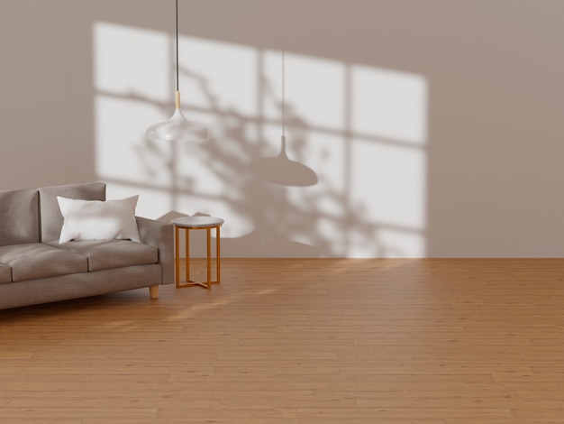 Вид на интерьер комнаты с мебелью и копией пространства