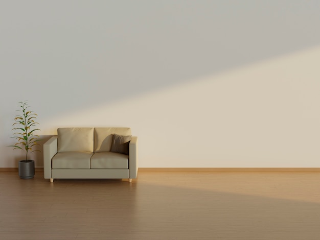 Вид на интерьер комнаты с мебелью и копией пространства