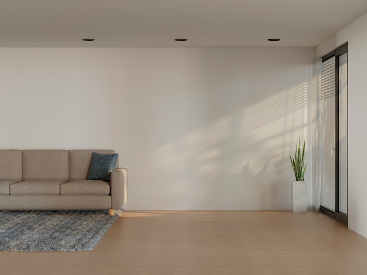 ฟรี Photo ภาพภายในห้องที่มีเฟอร์นิเจอร์และพื้นที่ว่าง