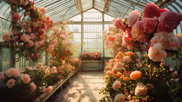 Foto gratuita vista della rosa che fiorisce in serra