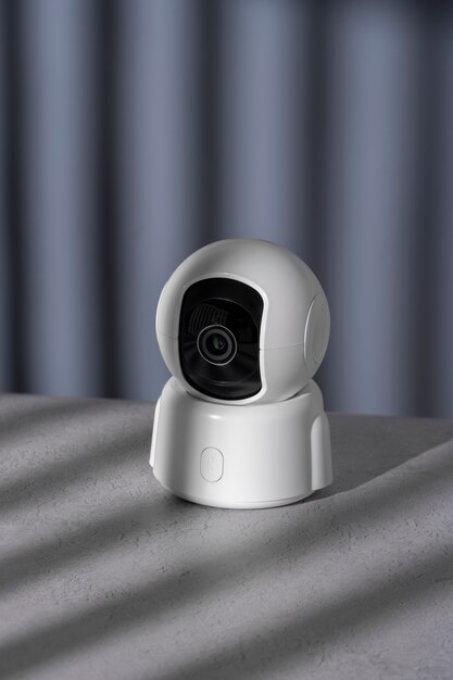 view of round modern webcam with shadows background