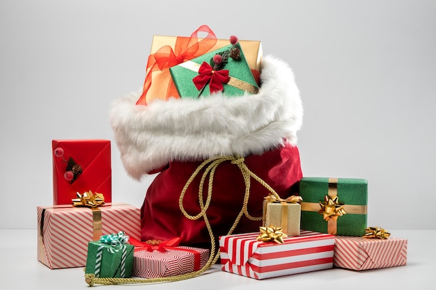 Free photo view of santa claus bag with presents