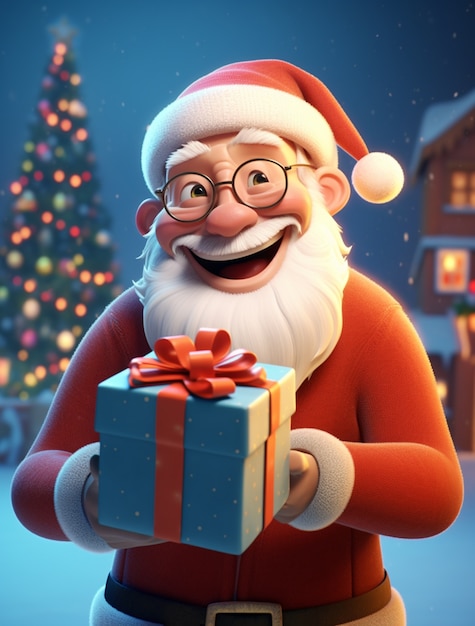 Free photo view of santa claus holding present