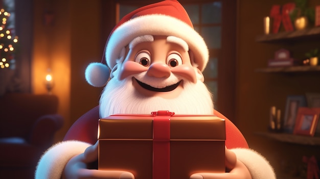 Free photo view of santa claus holding present