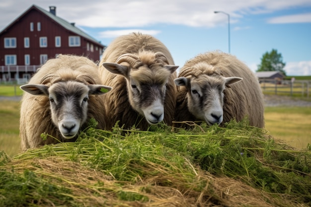 Free photo view of sheep grazing outdoors in nature