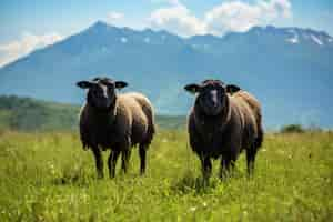 Free photo view of sheep grazing outdoors in nature