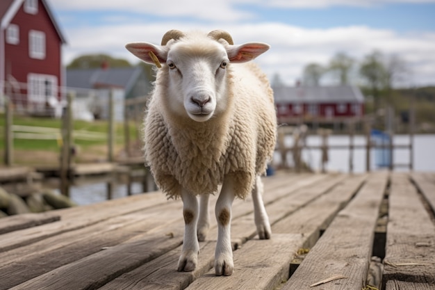 View of sheep outdoors in nature