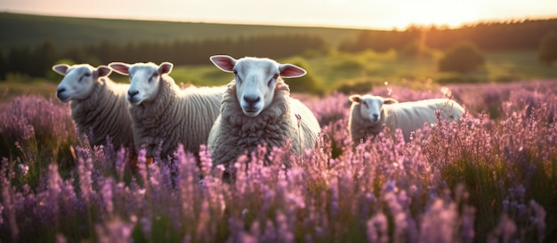 Foto gratuita veduta di pecore all'aperto in natura