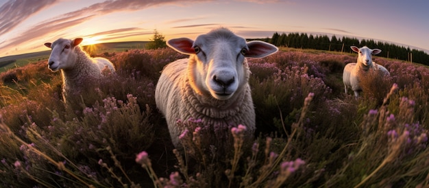 Foto gratuita veduta di pecore all'aperto in natura