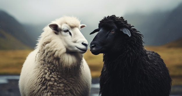 Foto gratuita veduta di pecore all'aperto in natura