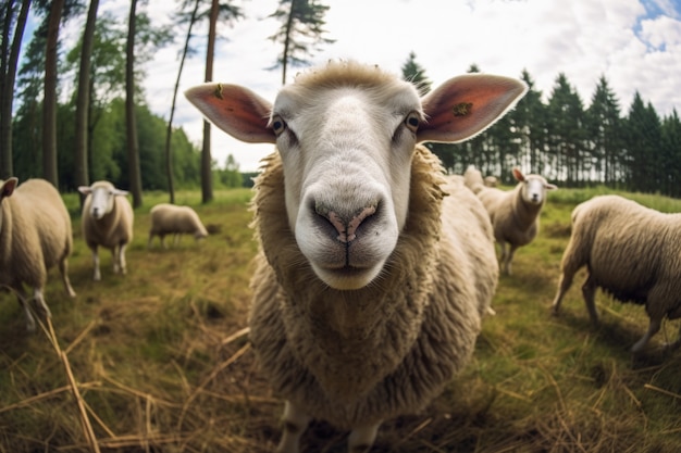 Foto gratuita veduta di pecore all'aperto in natura