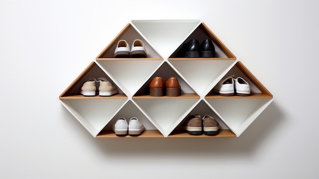 View of shoe rack with storage space for footwear