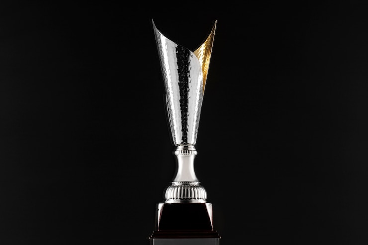 Free Photo view of silver cup trophy