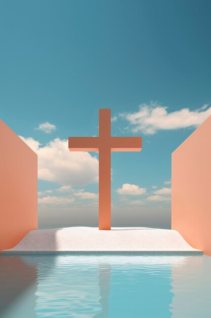 View of simple 3d religious cross