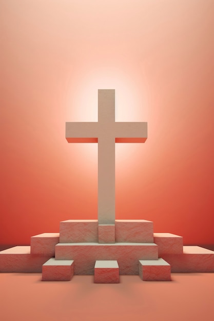 Free photo view of simple 3d religious cross