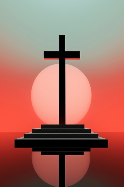 간단한 3D 종교적 십자가의 전망