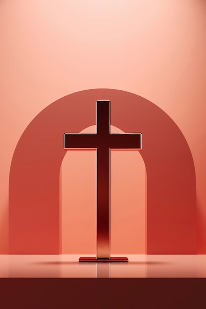 Foto gratuita vista di una semplice croce religiosa 3d